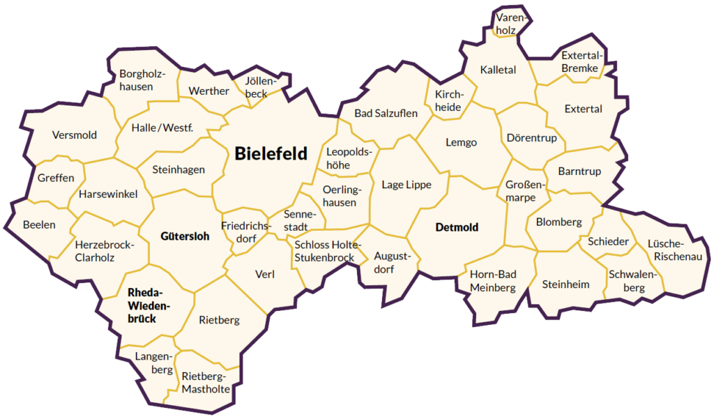 Einzugsgebiet der TelefonSeelsorge Bielefeld-OWL