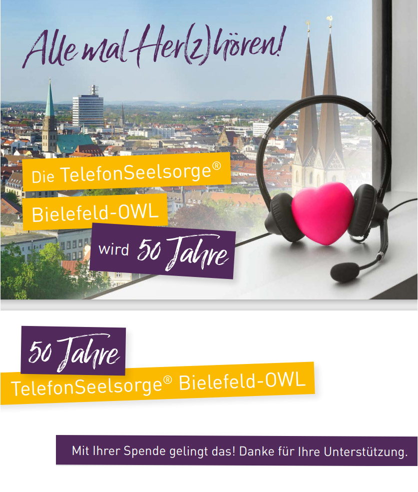 Alle mal Her(z) hören! Die Telefonseelsorge Bielefeld wird 50 Jahre und benötigt Ihre Ünterstützung.